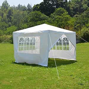 PE Garden Gazebo Marquee Canopy Party Tent 120g Waterproof Outdoor Gazebo 3X3m/3 x 6m / 3x9m (3x3m, White)