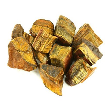 Crystal Allies Materials: 1lb Bulk Rough Gold Tiger Eye Stones from Brazil - Large 1" Raw Natural Tiger Eye Crystals for Cabbing, Cutting, Lapidary, Tumbling, and Polishing & Reiki Crystal Healing *Wholesale Lot*
