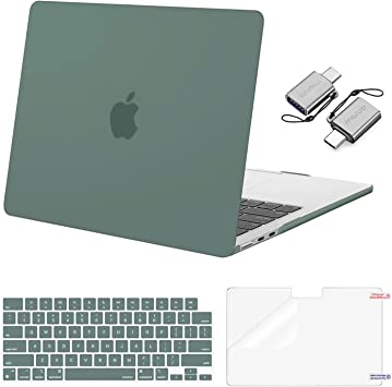 MOSISO Compatible with MacBook Air 13.6 inch Case 2022 Release A2681 M2 Chip with Liquid Retina Display Touch ID, Plastic Hard Shell&Keyboard Cover&Screen Protector&Type C Adapter 2 Pack,Emerald Green