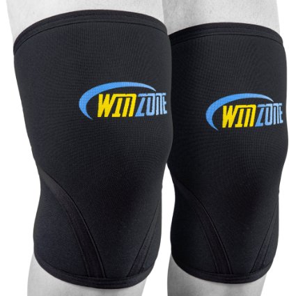 Winzone Knee Sleeve (1 Pair) Brace, Compression Sleeves, 7mm Neoprene, Lifetime Warranty! Basketball, Weight Lifting, Crossfit, Arthritis, Running, Squatting & More. Support w/o Restricting Movement