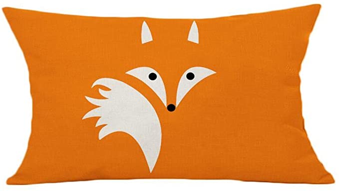 LYN? Cotton Linen Square Throw Pillow Case Decorative Cushion Cover Pillowcase for Sofa Color Fox 20"X 12" ¡­ (9)
