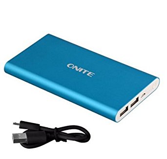 Onite 10000mAh External Battery Packs Power Bank for Iphone 7 6 6S, Plus, 5 5S, Samsung Galaxy S8, S7 S6 S5, Edge, Note 7 5 4 3, LG G5 G4 G3, Pro, Moto Z Adroid, Google Pixel XL, Blue