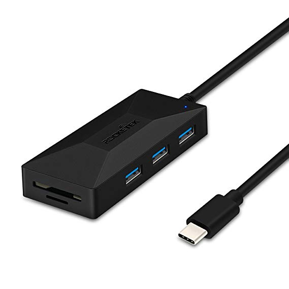 Rocketek Type C to USB 3.0 Hub Adapter with SD/Micro SD Memory Card Reader for for laptops, tablets and ultrabooks