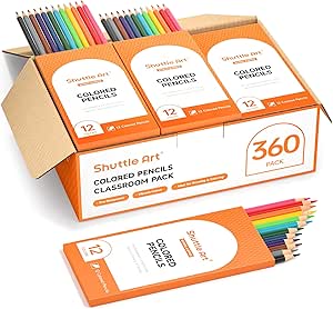 Shuttle Art 360 PCS Colored Pencils Bulk, 12 Assorted Colors, Pack of 30, Break-resistant, Pre-sharpened Colored Pencils for Kids, Bulk Pack School Supplies for Teachers & Students