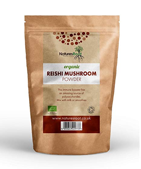 Natures Root Organic Reishi Mushroom Powder 125 g - Certified Organic by The Soil Association
