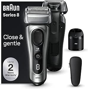 Braun Series 8 8567cc Electric Razor for Men, 4 1 Shaving Elements & Precision Long Hair Trimmer, 5in1 SmartCare Center, Close & Gentle Even on Dense Beards, Wet & Dry Electric Razor, 60min Runtime