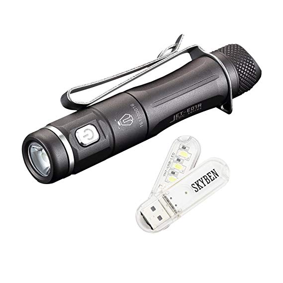 Bundle: JETBeam E01R Cree XP-G2 138 Lumens Mini Size Waterproof Flashlight with Skyben USB Light,Powered by AAA Battery (E01R)