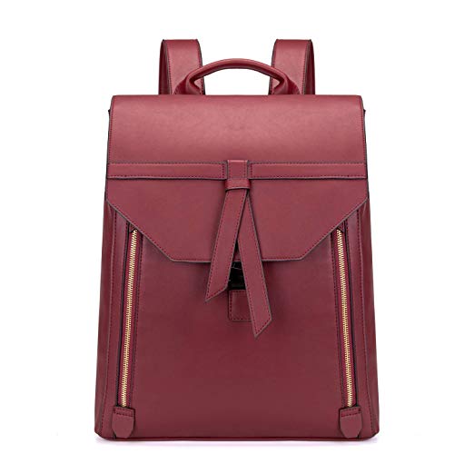 Estarer Women Leather Laptop Backpack for Work Large Rucksack Handbag for College School Girls (Red)