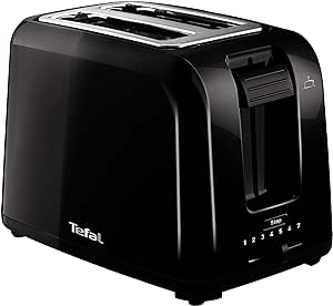 Tefal TT1A28 Vita Toaster | 7 Bräunungsstufen | 2 Toastschlitze | zentriert die Brotscheiben | Hebefunktion | Funktionstasten | Krümelschublade | Schwarz