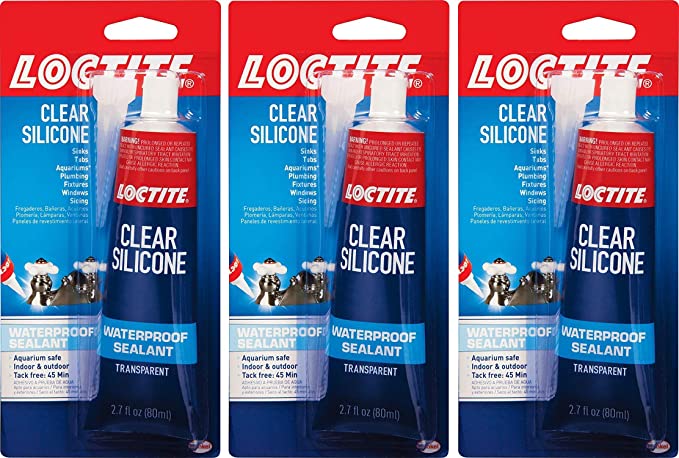 Loctite Clear Silicone Waterproof Sealant 2.7-Ounce Tube (3 Pack)