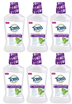 Tom's of Maine Whole Care Natural Mouthwash, Mild Mint, 16 Ounce, 6 Count