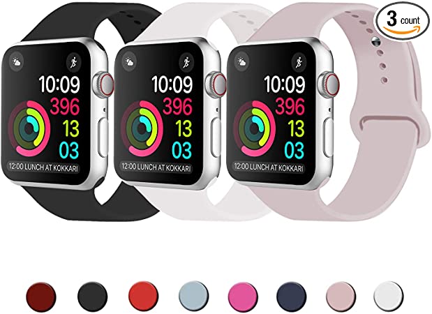 Idon Sport Watch Band, Soft Silicone Replacement Sports Band Compatible with Apple Watch Band 2019 Series 5/4/3/2/1 38MM 40MM 42MM 44MM for Apple Watch All Models