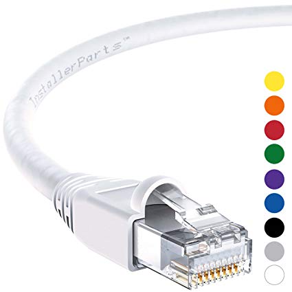 InstallerParts Ethernet Cable CAT6A Cable UTP Booted 7 FT - White - Professional Series - 10Gigabit/Sec Network/High Speed Internet Cable, 550MHZ