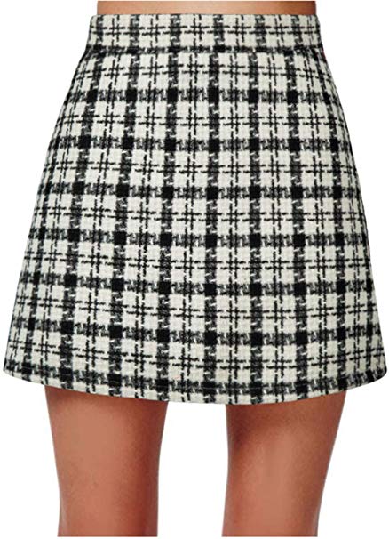 PERSUN Red Short Plaid A-line Mini Skirt
