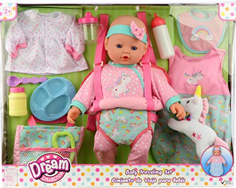 DREAM COLLECTION 16" Baby Doll Travelling Set in Pink