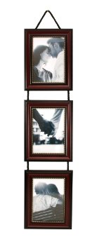 Kiera Grace Vertical Lucy Collage Picture Frames on Hanging Ribbon (Set of 3), 5  by  7 Inch, Dark Brown with Gold Beading