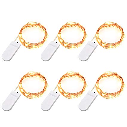 Engilen Fairy Lights 7.2 Feet 20 LED Copper Wire String Lights Decorative Lights Battery Operated (6 Pack)