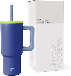 Simple Modern Kids 24 oz Tumbler with Handle and Silicone Straw Lid | Spill Proof and Leak Resistant | Reusable Stainless Steel Bottle | Gift for Kids Boys Girls | Trek Collection | Asteroid