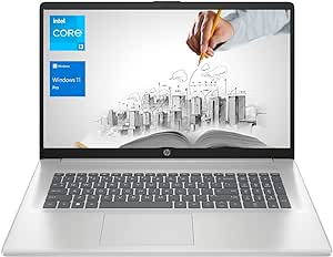 HP 17 Business Laptop, 17.3” HD  Display, 11th Gen Intel Core i3-1125G4 Processor, 8GB RAM, 256GB SSD, Wi-Fi, HDMI, Webcam, Windows 11 Pro, Silver