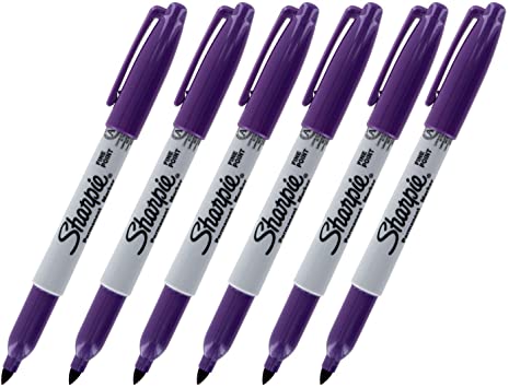 Sharpie Permanent Marker, Fine Point, Purple, Pack of 6