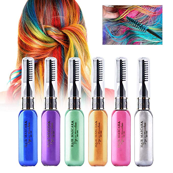 HailiCare 6 Colors Temporary Hair Coloring Chalk - Hair Dye Colorful Sticks - Great For Dress Up Performance Costumes Halloween Christmas Party