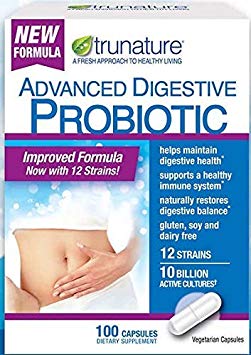 Trunature® ADVANCED Digestive Probiotic with 12 Strains 100 Capsules Pack of 2