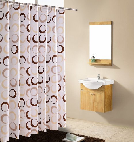 Sfoothome Coffee Circles Pattern ,Mildew Proof and Waterproof Washable Printed Polyester Fabric Shower Curtain for Bathroom (72Inch*78Inch)