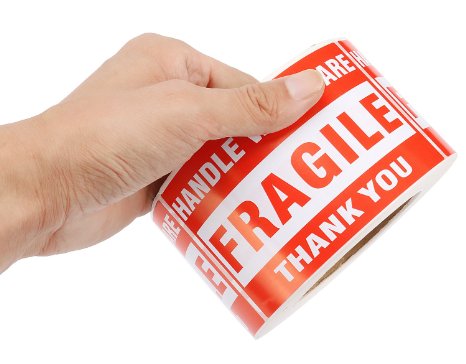 MFLABEL 1 Roll 3"x5" Fragile Tapes Stamp - Hand With Care Stickers - 500/ Roll Shipping Labels