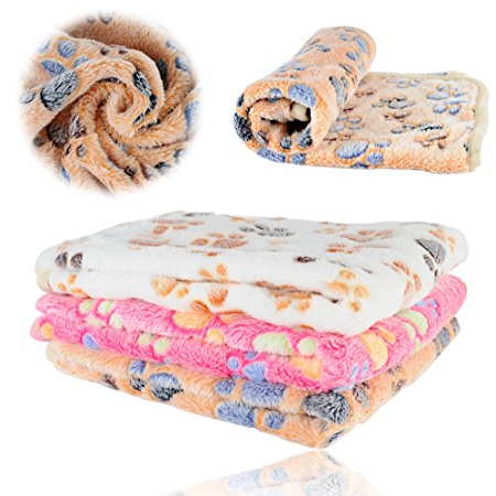 iNNEXT Puppy Blanket Pet Cushion Small Dog Cat Bed Soft Warm Sleep Mat, Pet Dog Cat Puppy Kitten Soft Blanket Doggy Warm Bed Mat Paw Print Cushion