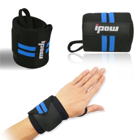 Ipow Adjustable Weight Lifting Training Wrist Straps Support Braces Wraps Belt Protector for Weightlifting Crossfit Powerlifting Bodybuilding - For Women and Men,set of 2