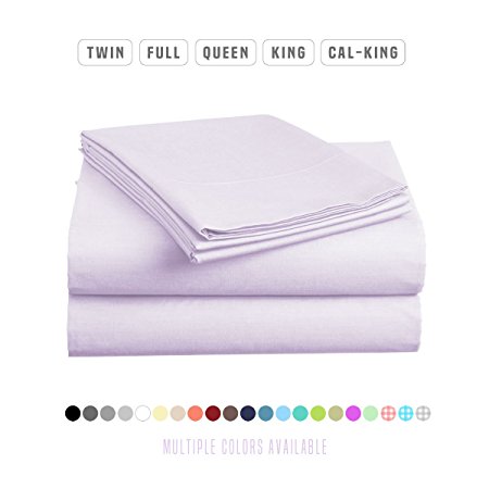 Luxe Bedding® Bed Sheet Set - Brushed Microfiber 2000 Bedding - Wrinkle, Fade, Stain Resistant - Hypoallergenic - 3 Piece (Twin, Lavender)