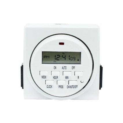 iPower GLTIMEDWEEK 7-Day Dual Outlet Digital Program Timer, 120-volt, UL listed, Can be Configured in Numerous Timing Schedules, Able to Run 8 Separate Schedules per Day, Includes Two Outlets w/ 15 and Capacity, 1 Minute Intervals Available, Surge Protection; Heavy Duty Construction