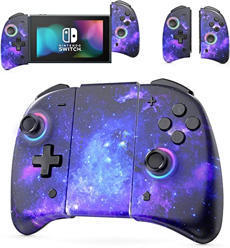 NexiGo Joypad Controller (No Deadzone) Compatible with Switch/Switch OLED, Joypad Controllers with Vibration, Turbo, Mapping and LED Light, Replacement for Joypad Switch (Cosmic Nebula)