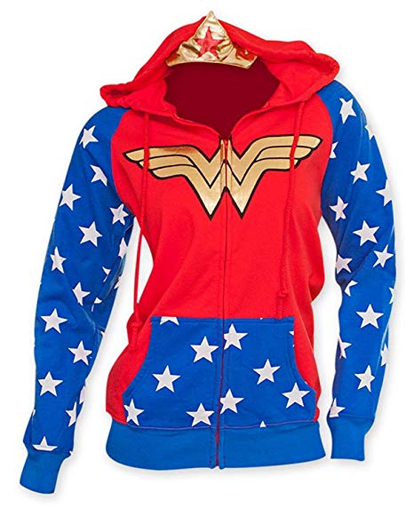 Womens DC Comics Wonder Woman Foil Costume Hoodie M Red