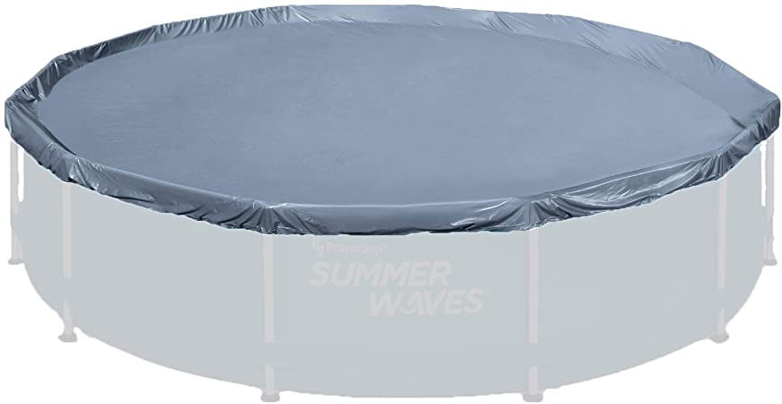 Summer Waves Active Frame 12 Foot Round Above Ground Swimming Pool Debris Drawstring Cover, Cover Only, Blue