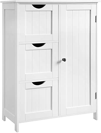 VASAGLE Bathroom Storage Floor Cabinet with Large Drawers, 23.6 x 11.8 x 31.9 Inches, White UBBC49WT