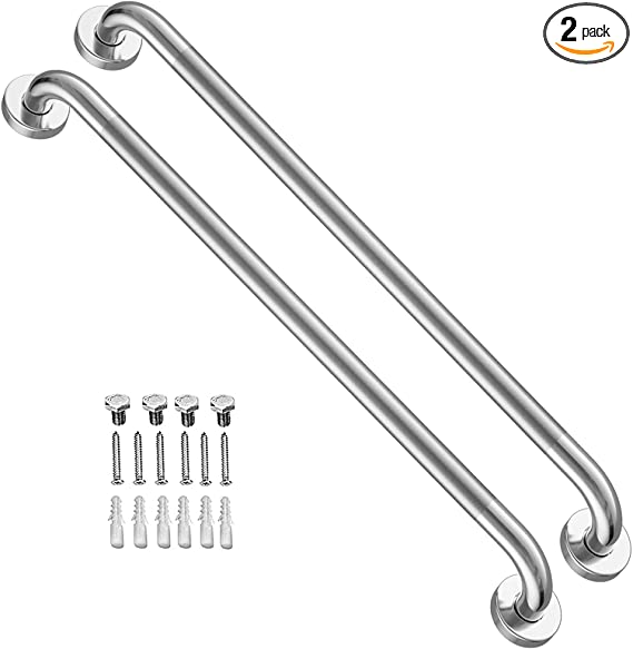 32 Inch Chrome Shower Grab Bar - 1.25 Inch Diameter, ZUEXT Stainless Steel Wall Safety Grab Bar, Bathroom Shower Balance Bar, Safety Hand Rail Support,Handicap Elderly Injury Senior Bath Assist Handle