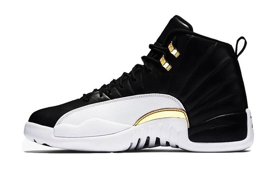 Air 12 Retro Zping ® White/Black Gold Basketball Shoes Metallic Gold Leather Basketball Sneakers Shoes For Men's