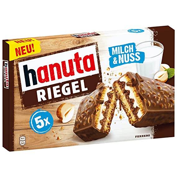 Ferrero Hanuta Riegel Bars 5 pieces 173g Crunchy Candy Wafers