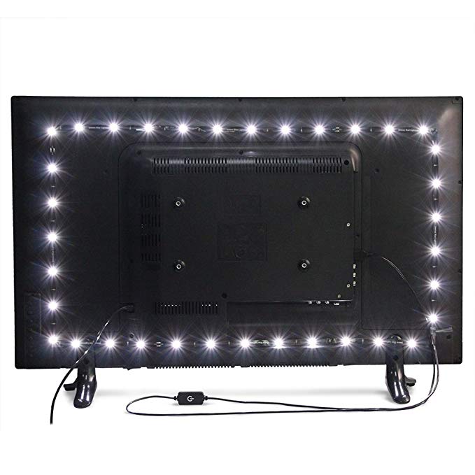 Bias Lighting for HDTV 32 Inch,Joneaz 59 Inch USB LED Backlight Strip Dimmable Pure White Ra 90 to Improve Contrast and Reduce Eyes Strain