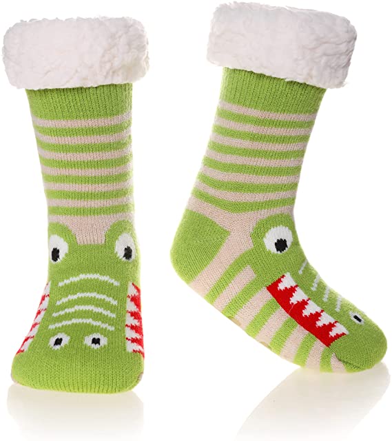Kids Boys Girls Slipper Socks Fuzzy Soft Warm Fleece lined Kids Christmas Animal Socks For Child Toddler Winter Home Socks