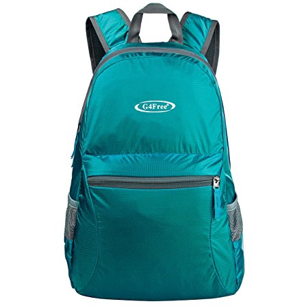 G4Free 25L Foldable Ultra Lightweight Tear & Water Resistant Handy Packable Backpack for Outdoor Walking, Camping, Traveling, Cycling, Holiday or Multipurpose Daypacks (K-Turquoise 3)