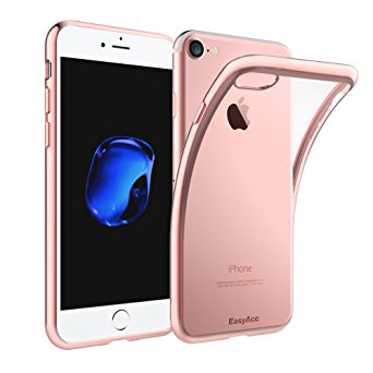 iPhone 7 Case, EasyAcc iPhone 7 Soft TPU Case Crystal Clear Transparent Slim Anti Slip Case Back Protector Cover Shockproof for iPhone 7 - Rose Gold