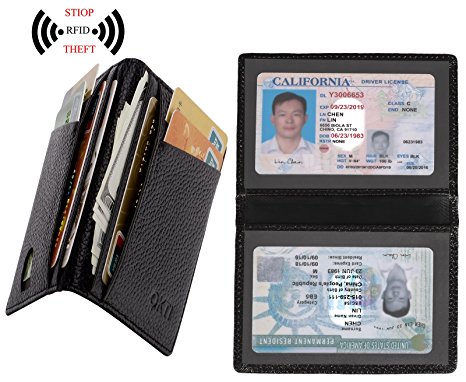 Slim Wallet, Front Pocket Wallet, Minimalist Wallet, RFID Blocking Wallet Genuine Leather,Credit Card Holder ID Card Driver's License Safe