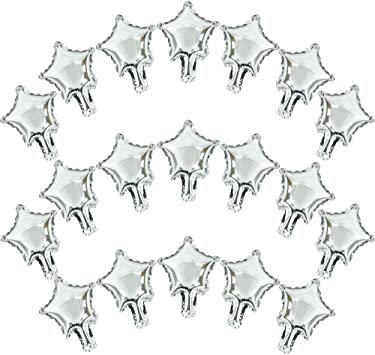 100 Pcs 5'' Silver Star Shaped Balloons Foil Balloons Mylar Balloons for Baby Shower, Gender Reveal, Wedding, Birthday or Engagement Party Decoration (Silver)