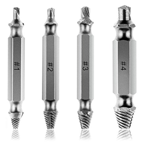 Damaged Screw Extractor Set Easy Out Screw Remover Extractor Kit Drill Bits for HSS High Speed Steel Hardness Extractor Tools, 4Pcs Stripped Screw Removers by Jelbo