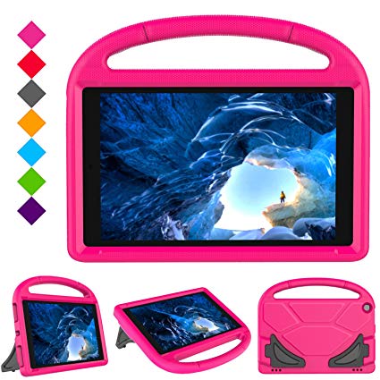 Case for H D 10 Tablet (5th Gen, 2015 Release / 7th Gen, 2017 Release),Kids Friendly Shock Proof Light Weight Convertible Handle Stand Case Cover for H D 10.1 Inch Tablet (Pink)