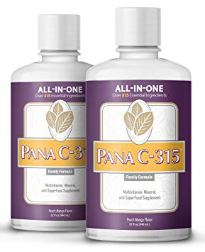Pana C-315 Peach Mango Liquid Nutritional Supplement – 32 fl. oz Pack of 2 | Professionally Formulated to Support Overall Health | Enhanced with 315 Vitamins, Minerals & Superfoods