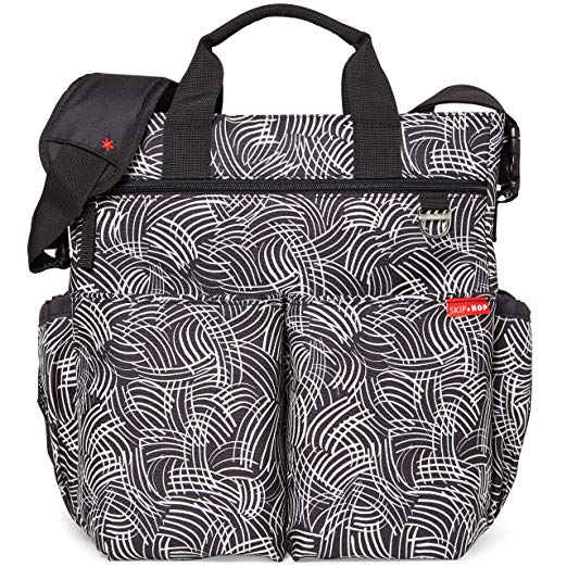 Skip Hop Skip Hop Messenger Diaper Bag With Matching Changing Pad, Duo Signature, Black Swirl