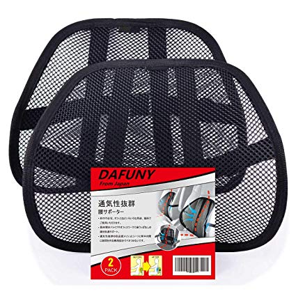 DAFUNY Office Chair Back Support, Car Lumbar Support 2 Pack Lower Back Support Pillow, Double Mesh Lumbar Support Pillow, Air Flow Breathable Back/Lumbar Support for Car & Office Chair